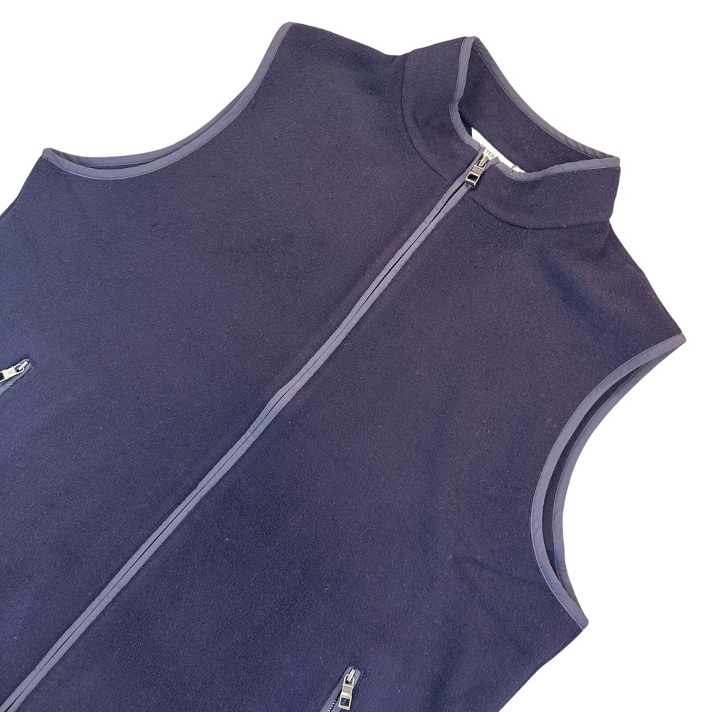 Peter Millar Men's L Blue Crown Flex Fleece Vest Full Zip Stretch 100% Wool Warm